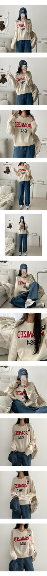 Guns Lettering Round Crop Knitwear