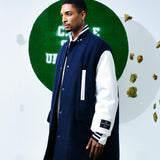 [UNISEX] Reversible Faux Fur Varsity Collar Coat (Purple) (6656657162358)