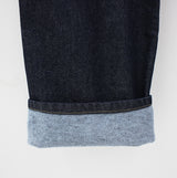 ローボタンブラッシュデニムパンツ/no.256 raw button brushed denim pants