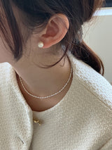 [92.5silver] cotton pearl earrings_ivory (2sizes)