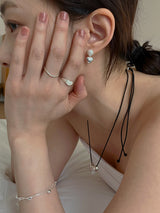 [92.5silver] heart pearl earrings