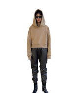 エンボスクロップドフーディー/Emboss Cropped Hoodie-BEIGE
