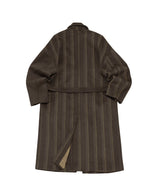 STRIPE COMBINATION WOOL ROBE COAT (Brown) / ストライプコンビネーションウールローブコート