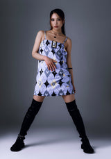 クローム アーガイル ベルト ドレス/ CHROME ARGYLE BELT DRESS (BLUE)