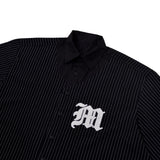 ロゴアップリケリネンベースボールシャツ/[UNISEX] Logo Applique Linen-Blend Baseball Shirt (Black)
