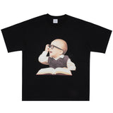 BABY FACE GLASSES BOY SHORT SLEEVE T-SHIRT BLACK