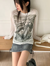 リージェントリボンスマッジング長袖Tシャツ