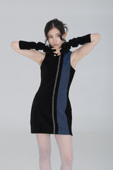 HOLIDAY TURTLENECK DRESS #BLACK NAVY
