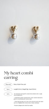My heart combi earring