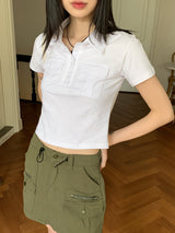 ムードルポケットカラーマッチングカラー半袖Tシャツ