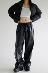 レザーストリングワイドパンツ/Leather String Wide Pants (2color)
