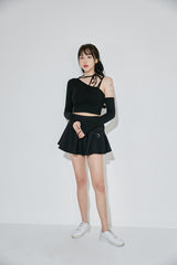 ホルターアンフテッドクロップTシャツ / (9067) Halter Unfooted Crop Tee