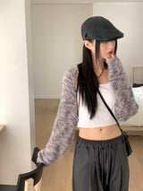 Rakel Two-Tone Rainbow Coloring Angora Knit Bolero Cardigan