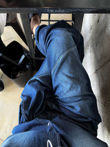 line brush wide denim pants