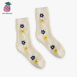 FLOWER JACQUARD SOCKS (3PAIRS 1SET, COLOR RANDOM) (6609492836470)