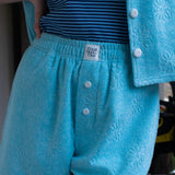 フラワーテリーハーフパンツ / FLOWER TERRY HALF PANTS_BLUE