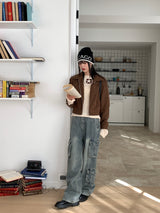 Heelan corduroy golden collar crop blouson jacket