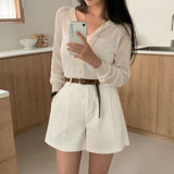 [Bellide made] Basic pintuck cotton shorts