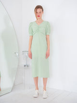 SHIRRING DETAIL MIDI ONEPIECE_GREEN (6580076642422)