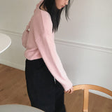 Winty soft angora pastel V-neck long sleeve knit