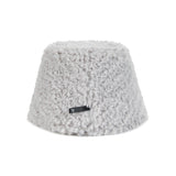 Fur Long Label Boucle Drop Bucket Hat Gray
