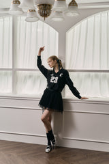 Schnee Football Team Shirring T Shirt - Black
