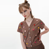 Flower Cardigan [Brown] (6593115258998)