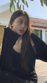 black knit long dress
