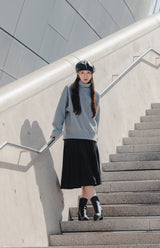 フォールディングラベルタートルネックニットTシャツ
