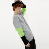 Triple Sleeve T-shirt [Gray_Green_Black] (6592423788662)