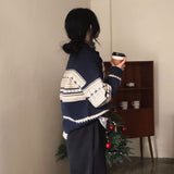 [2 colors] Nordic Raglan Half Zip-Up Knitwear