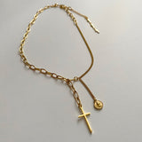 クロスコイン2WAYボールドショートロングネックレス / soe Cross Coin Two Way Bold Short Long Necklace