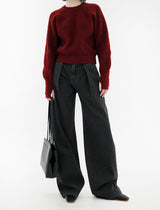 ピンタックブラックブルーワイドパンツ / no.5108 Pintuck Black Blue Wide Pants