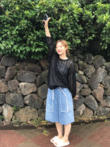 Slush denim half pants
