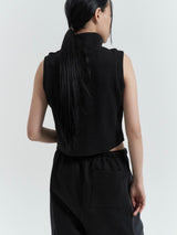 Sleeveless Collar Top, Black