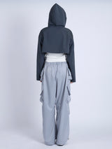 Satin Multi Pocket Pants, Silver