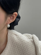 [92.5silver] ビッグクリップパールピアス