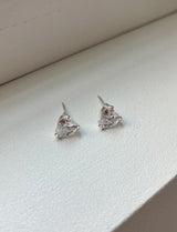 [92.5silver] cubic heart earrings