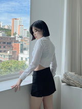 シアニングクロップシャツ/Shirring Crop Shirt (4color)