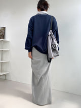 アンフッテッドシャーリングスリットロングスカート / Unfooted shirring slit long skirt