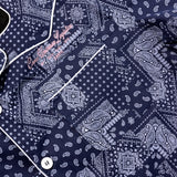 ロゴエンブロイダーパイプウェスタンシャツ/[UNISEX] Logo Embroidered Piped Western Shirt (Navy)