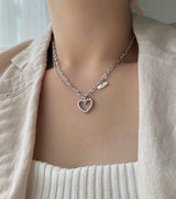 2ラインチェーンキッチュヒップハートネックレス/havo Bold, two-line chain, kitsch, hip, heart necklace
