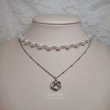 Pretzel Layered Pearl Choker Necklace - Silver ver. (Momoland Jooe Necklace)