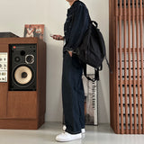 LMN log Oversized fit stitch denim setup pants (2 colors)