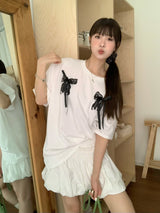 Balletcore Ribbon Loose Fit Short Sleeve Tee