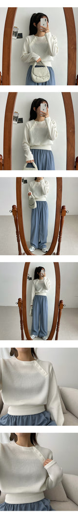 ダイアゴナルボタンロングスリーブTシャツ / diagonal button long-sleeved T-shirt