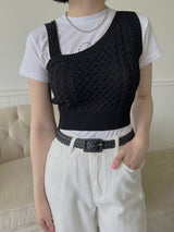 アンバランスドニットスリーブレス / Unbalanced Knit Sleeveless (2color)