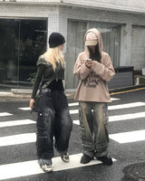 ストライプ2wayクロップフードジップアップ