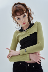 アンバランススリーブカーディガン / unbalance sleeve cardigan_green