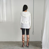 レイニークロップフーディージップアップ / RAINY CROP HOODIE ZIP UP (WHITE,GREEN-BLUE)